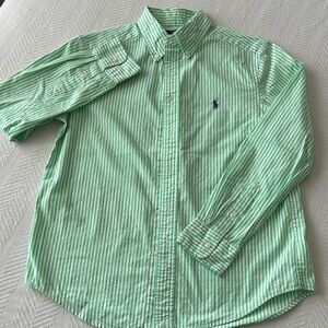 Ralph Lauren Green Striped Kids Button Down Shirt size M (10-12)